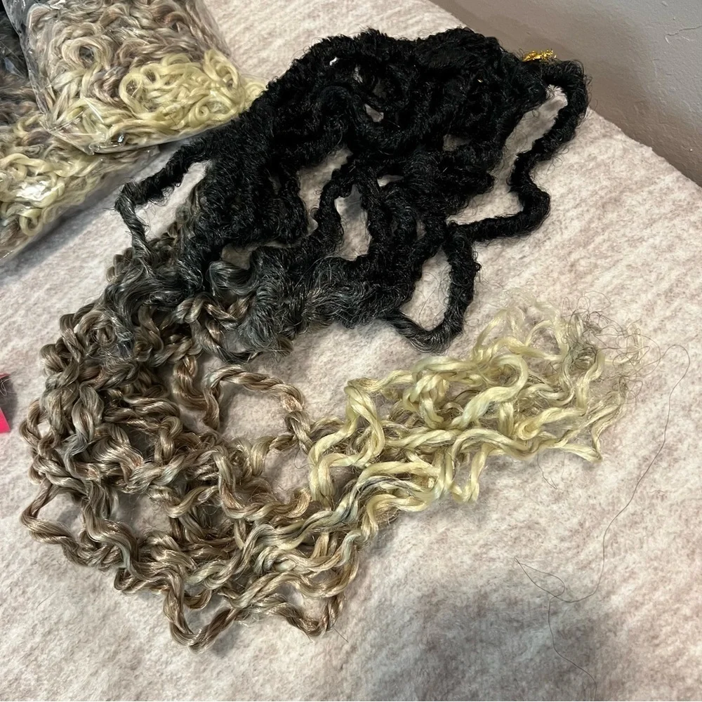 24” Goddess Locs Crochet Hair 7 Packs Boho Queen Locs Black to Blonde Curly #D18